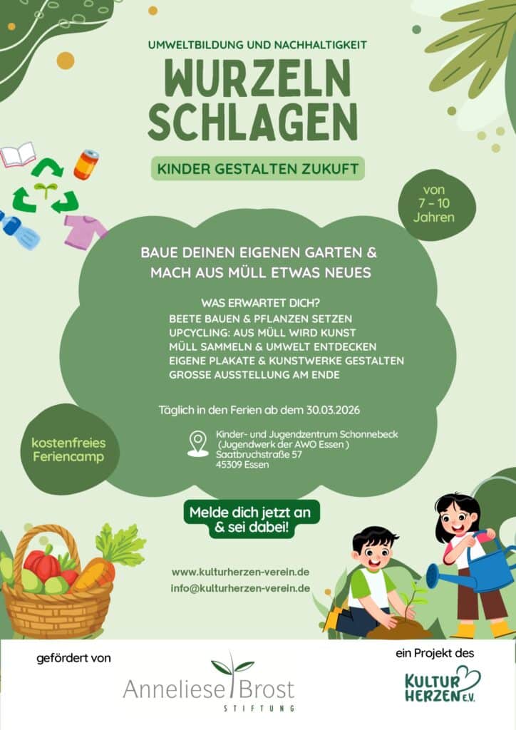 Plakat Wurzelnschlagen zum Feriencamp des KulturHerzen e.V.